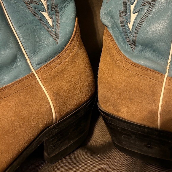 Blue and brown Dan post cowboy boots size 7.5m - Picture 7 of 16